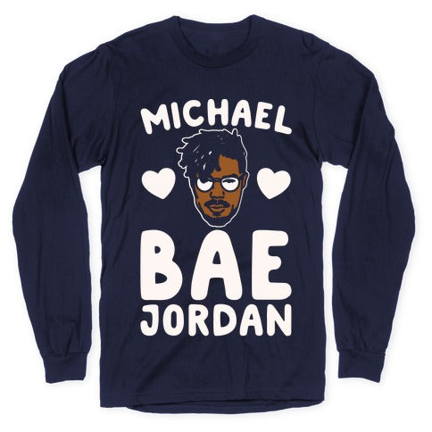 Michael Bae Jordan Parody White Print Longsleeve Tee